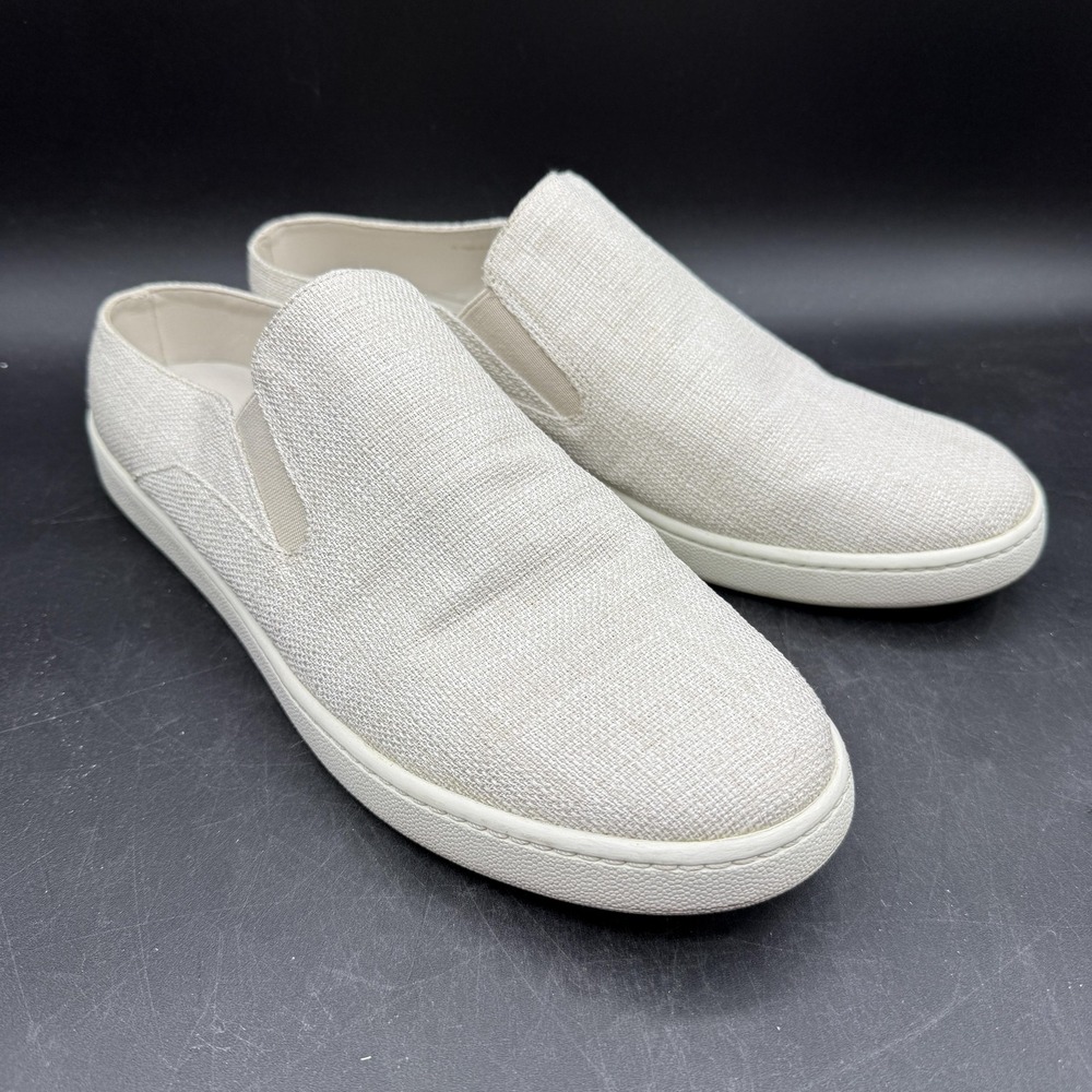Vince Shoes Womens Size 10 Beige Linen Slip On Flats Casual Leather Sneakers